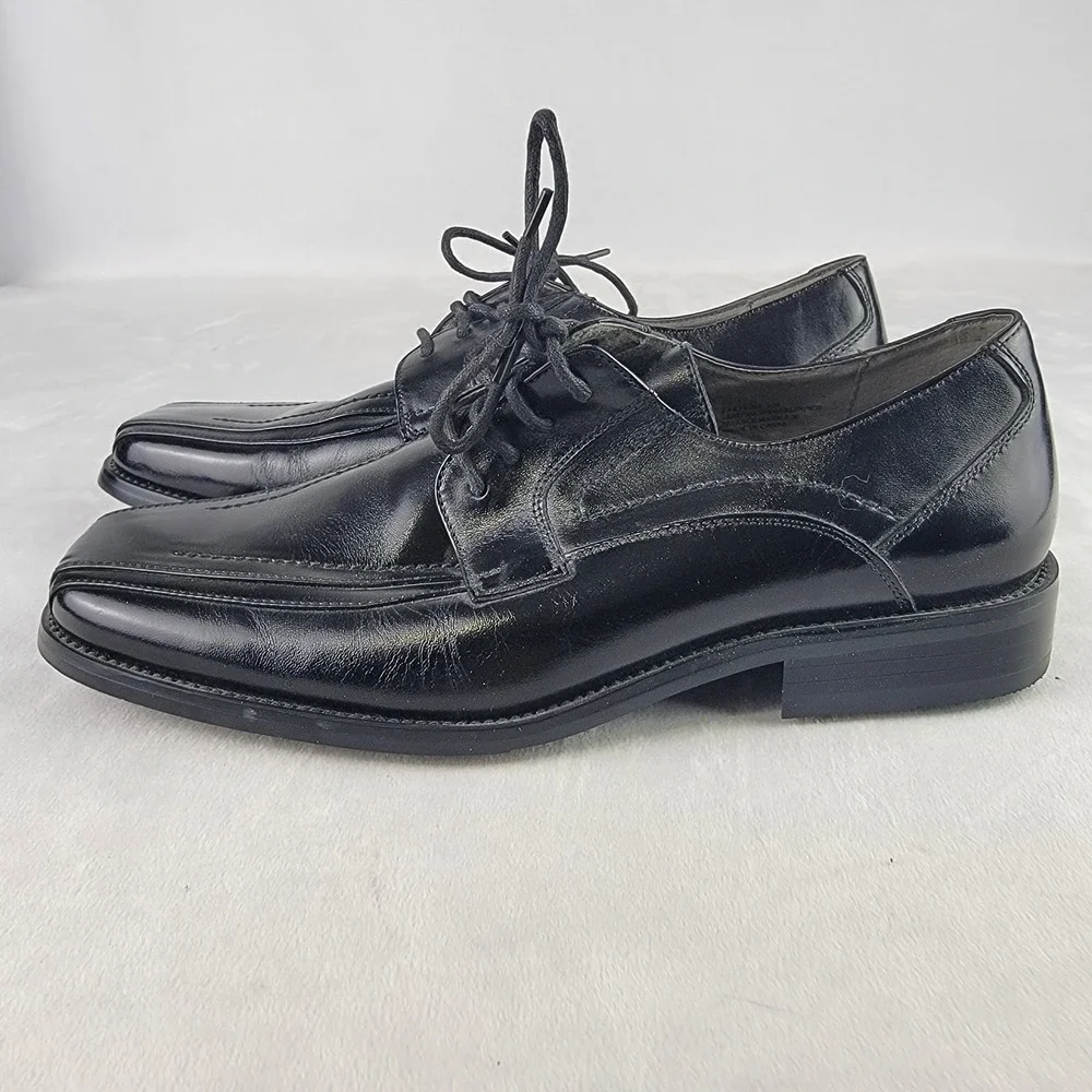 STACEY ADAMS Men's Dress Shoes Solid Black Leather 9M 23274-01 Lace Up Formal